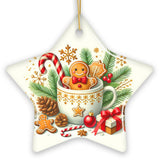 Adorable Gingerbread Man in a Christmas Cup Ornament, Sweet and Warm Holiday Gift and Tree Decor