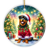 Charming Rottweiler in Festive Attire Ornament, Heartwarming Dog-Themed Christmas Gift Decor