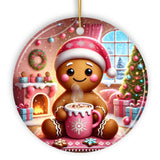 Cozy Gingerbread Man Pink Themed Ornament, Delightful Christmas Gift and Decor