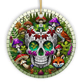 Enchanted Woodland Sugar Skull Ornament, Mystical Forest Christmas Gift and Decor