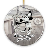 Funny Mouse Sailing Quotes Ornament, Classic Steamboat Willie Christmas Keepsake and Decor