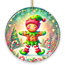 Gingerbread Man as a Christmas Elf Ornament, Magical Holiday Gift and Tree Decor