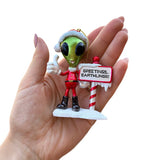 Greetings Earthlings Alien Ornament, Unique UFO Christmas Decor