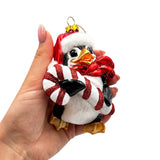 Penguin with Candy Glass Christmas Ornament, Arctic Bird Classic Tree Decoration