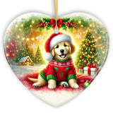 Majestic Golden Retriever with Santa Hat Ornament, Delightful Christmas Gift and Decor