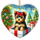 Precious Yorkshire Terrier Christmas Gift Ornament, Sweet Holiday Scene Decor