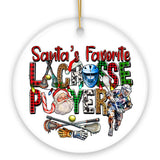 Santa's Favorite Lacrosse Player Christmas Ornament, American Sport Appreciation Gift