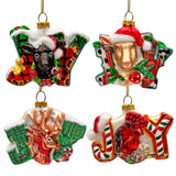 Farm Filled with Joy Set of 4 Glass Christmas Ornaments, Goat, Chicken, Calf and Deer Tree Decorations