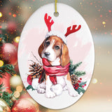 Watercolor Beagle Christmas Ornament