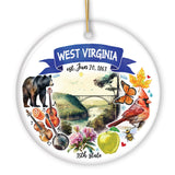 Artistic West Virginia State Themes and Landmarks Christmas Ornament