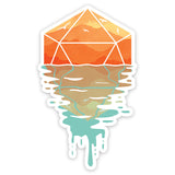 Sticker: A D20 Sunset Waterproof Die Cut