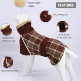 Anniepaw British Plaid Winter Dog Coat Reflective Windproof Warm Jacket for Small to Large Dogs 3XL Checked Snow Outfit