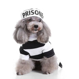 Anniepaw Dog Prisoner Halloween Costume Party Cosplay Jailbird Clothes with Hat for Pug Chihuahua