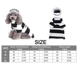 Anniepaw Dog Prisoner Halloween Costume Party Cosplay Jailbird Clothes with Hat for Pug Chihuahua