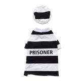 Anniepaw Dog Prisoner Halloween Costume Party Cosplay Jailbird Clothes with Hat for Pug Chihuahua