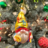 Painter Artist Gnome Glass Christmas Ornament