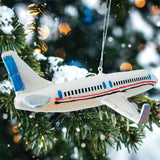 Airplane Glass Christmas Ornament