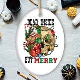 Dead Inside Fun Holiday Dark Humor Christmas Ornament Bundle, Horror Skeleton Party Gift