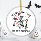 Dead Inside Fun Holiday Dark Humor Christmas Ornament Bundle, Horror Skeleton Party Gift