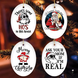 Nasty Dirty Santa Claus Christmas Ornament Bundle, Funny Joke Holiday Humor