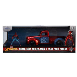 Hollywood Rides 1941 Ford Pickup 1:32 Scale Die-Cast Metal Vehicle with Proto-Suit Spider-Man Figure