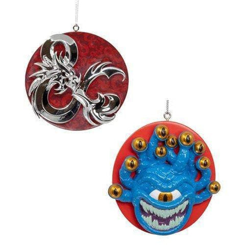 Kurt Adler - Dungeons & Dragons Logo and Beholder 3-Inch Resin Ornament 2-Pack Set