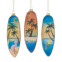 Kurt Adler - Surfboard Ocean Scene 6" Glass Ornament - Set of 3