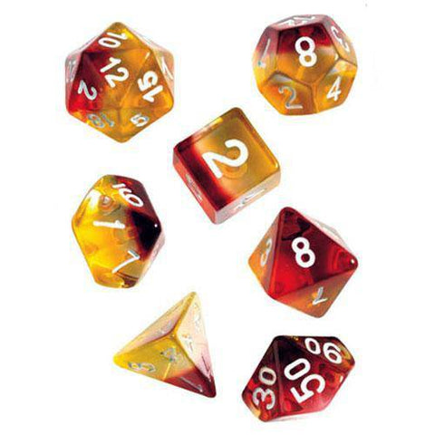 RPG Dice Set (7+1): Yellow, Red Translucent