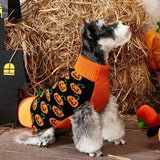 Anniepaw Winter Christmas Knitted Sweater with Halloween Pumpkin for Small to Medium Dogs Cats Puppy Jacket