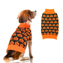 Anniepaw Winter Christmas Knitted Sweater with Halloween Pumpkin for Small to Medium Dogs Cats Puppy Jacket