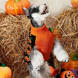 Anniepaw Winter Christmas Knitted Sweater with Halloween Pumpkin for Small to Medium Dogs Cats Puppy Jacket