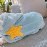 Anniepaw Winter Soft Flannel Blanket with Hood for Cat Dog Thickened Night Robe Pajamas Coat Nightwear