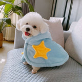 Anniepaw Winter Soft Flannel Blanket with Hood for Cat Dog Thickened Night Robe Pajamas Coat Nightwear