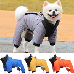 Anniepaw Winter Warm Dog Jacket Reflective Four Legged Clothes Outdoor Waterproof Windproof Traction Harness Jumpsuit French Bulldog Coat