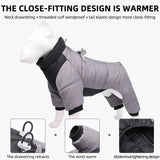 Anniepaw Winter Warm Dog Jacket Reflective Four Legged Clothes Outdoor Waterproof Windproof Traction Harness Jumpsuit French Bulldog Coat