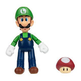 World of Nintendo 4 Inch Action Figure - Luigi with Super Mushroom